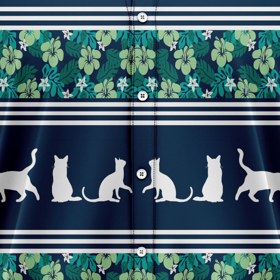 Cat Shape Tropical Line T1007 Hawaiian Shirt
