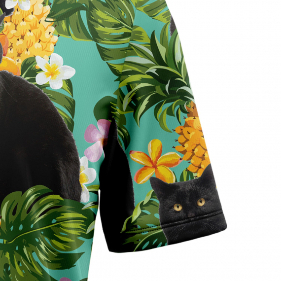 Tropical Pineapple Black Cat H67073 Hawaiian Shirt