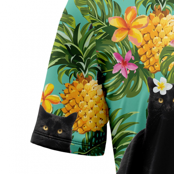 Tropical Pineapple Black Cat H67073 Hawaiian Shirt