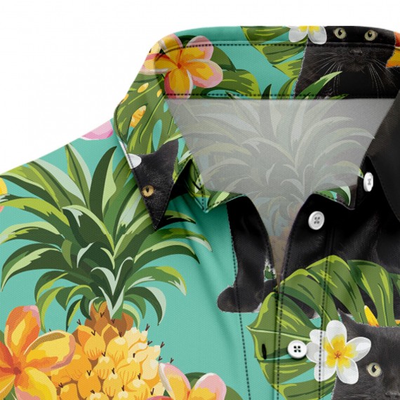Tropical Pineapple Black Cat H67073 Hawaiian Shirt