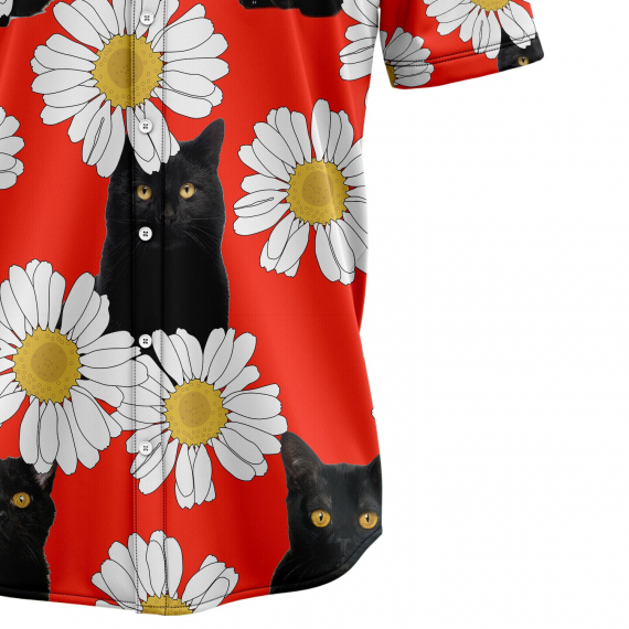 Black Cat Daisy Summer T2007 Hawaiian Shirt