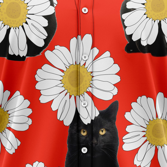 Black Cat Daisy Summer T2007 Hawaiian Shirt