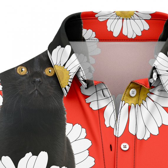 Black Cat Daisy Summer T2007 Hawaiian Shirt