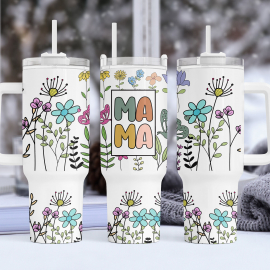 Mama Wildflower 40oz Quencher Tumbler Wrap Wildflower Tumbler Wrap For 40 Oz Gift For Mothers Day Tumbler Sublimation Designs Download Png