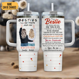 Personalized Besties 40oz Tumbler With Handle And Straw Best Friend Tumbler Besties Tumbler Sublimation Wrap Best Friend Birthday Gifts