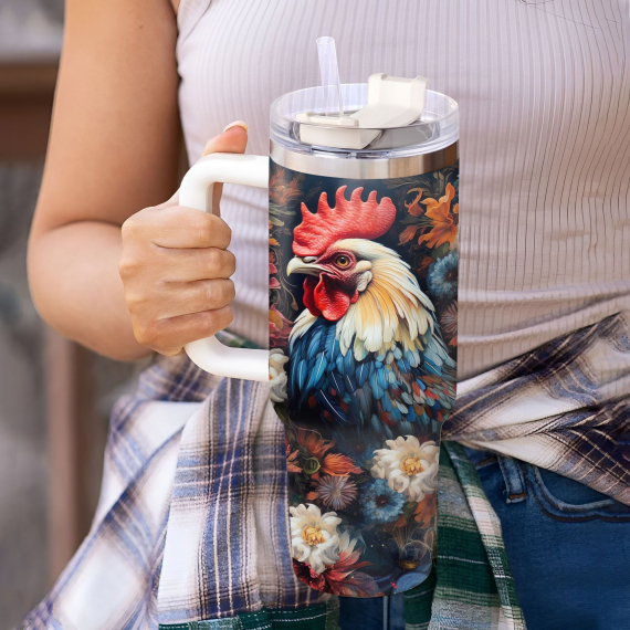 Personalized Chicken 40oz Tumbler With Handle And Straw  Chicken Cup  Chicken Gifts For Men  Chicken Gifts  Gift For Farm Animal Lovers