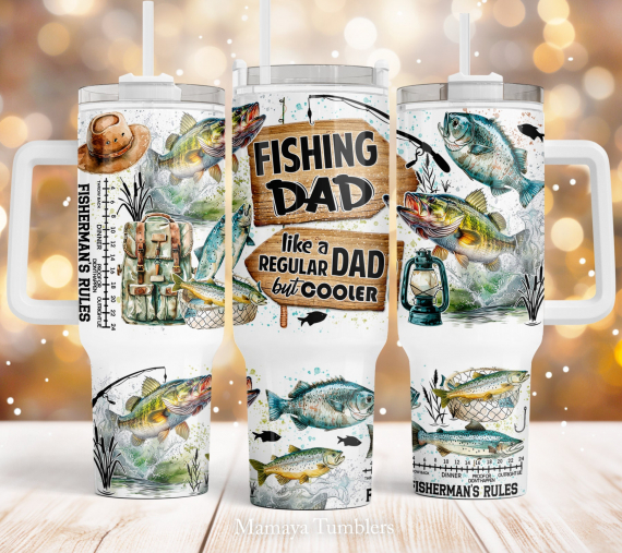 Fishing dad 40oz Quencher tumbler sublimation design Bass fish Fisherman quote Lake life PNG wrap Waterslide template Digital download