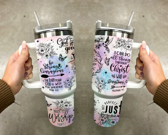 Christian Faith 40oz Tumbler Sublimation Design Wrap - 40oz Quencher Tumbler PNG File Template Instant Digital Download - Jesus God