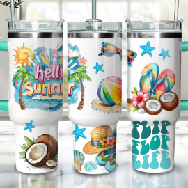 40oz Flip Flop Summer Tumbler Wrap 40oz Sublimation Design Download Summer 40oz Tumbler Png 40oz Beach Tumbler Design Sublimation Png