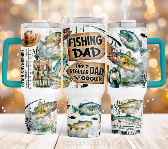 Fishing dad 40oz Quencher tumbler sublimation design Bass fish Fisherman quote Lake life PNG wrap Waterslide template Digital download